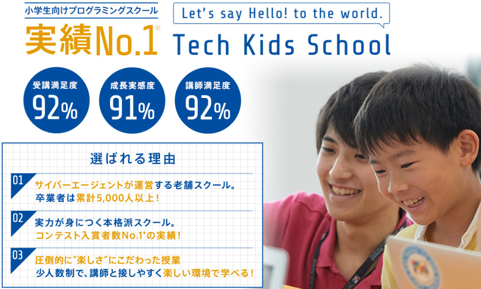 Tech Kids Schoolはサイバーエージェントが運営（東京都渋谷区の教室）