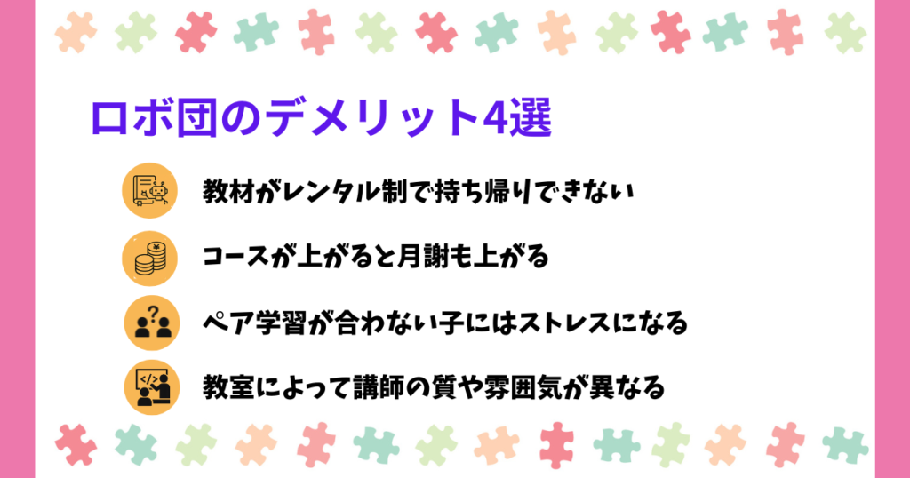 ロボ団のデメリット4選!ネガティブな口コミの理由もわかる!